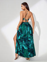 Vacation Splash-ink Printing Backless Dress